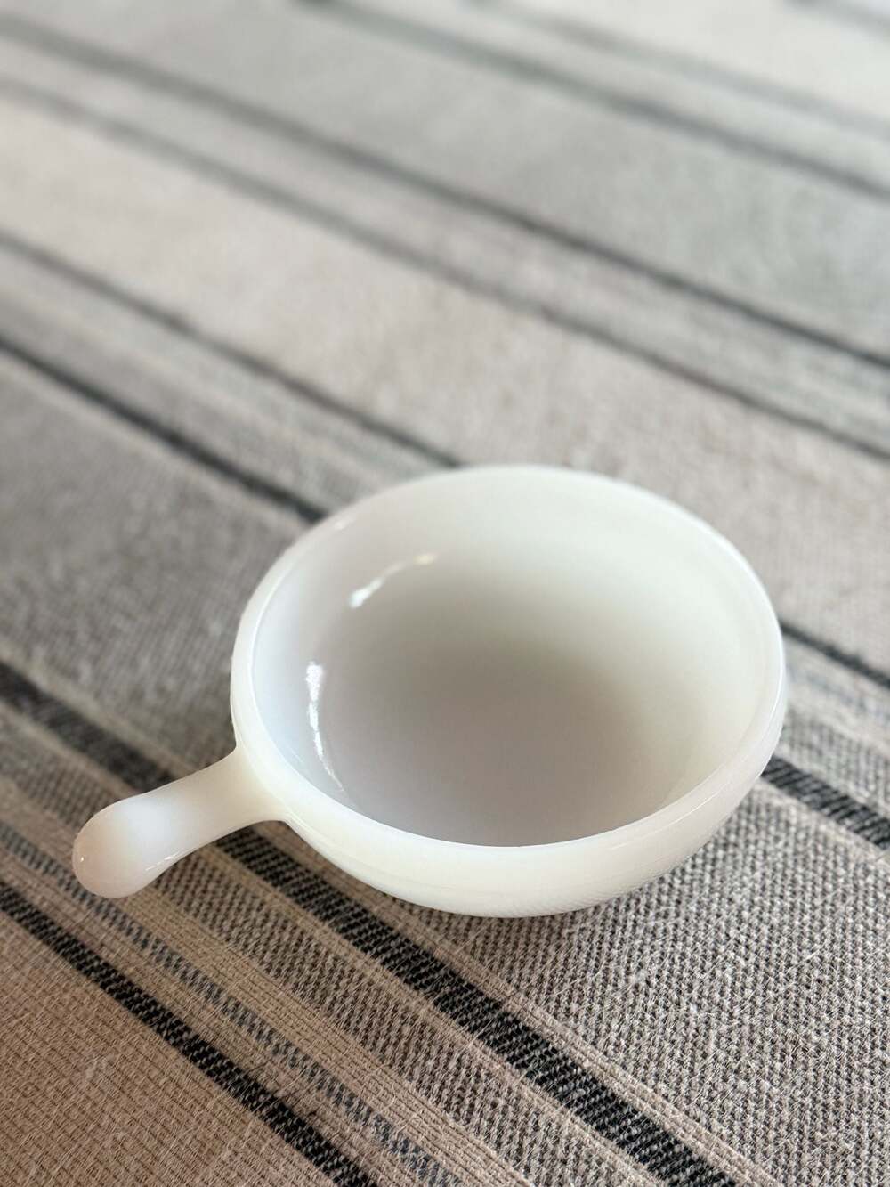 VTG Glasbake White Milk Glass Handled Soup Bowl